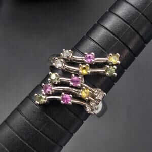 FAS Sterling Silver Lab Created Topaz Sapphire Ring 925 Size 8